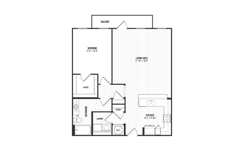 A10 - 1 bedroom floorplan layout with 1 bath and 992 square feet. A10 - 1 bedroom floorplan layout with 1 bath and 992 square feet.