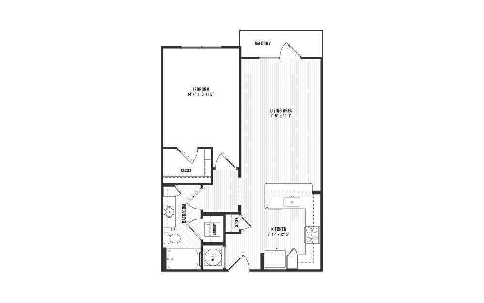A3 - 1 bedroom floorplan layout with 1 bath and 753 square feet. A3 - 1 bedroom floorplan layout with 1 bath and 753 square feet.