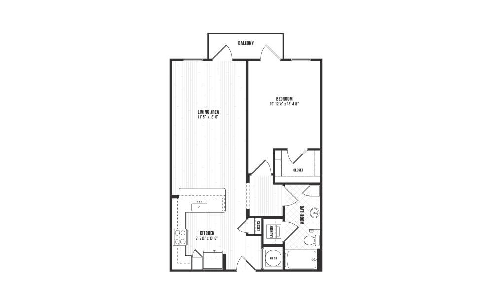 A4 - 1 bedroom floorplan layout with 1 bath and 751 square feet. A4 - 1 bedroom floorplan layout with 1 bath and 751 square feet.
