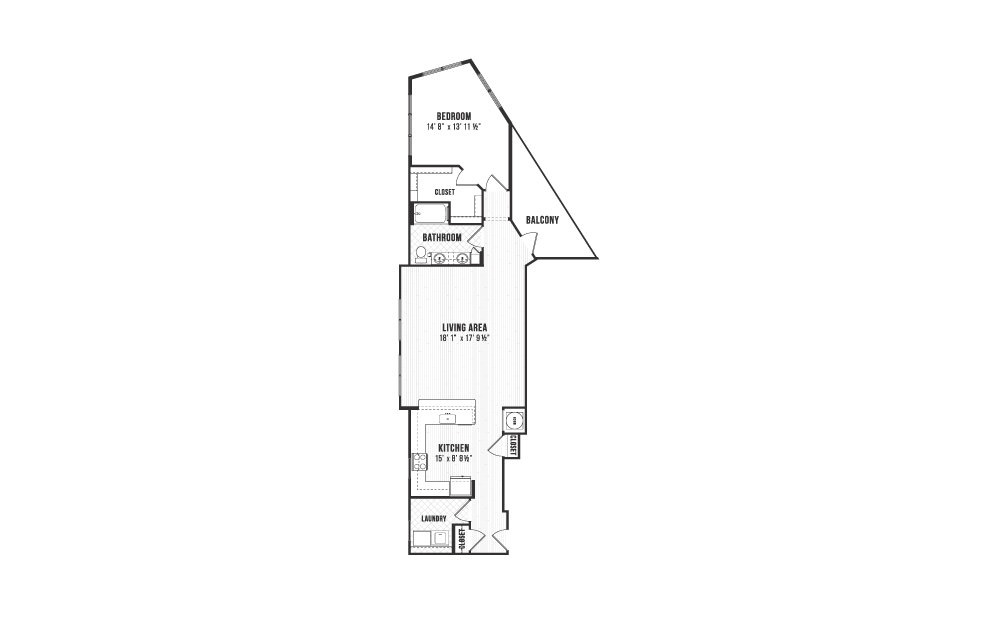 A5 - 1 bedroom floorplan layout with 1 bath and 1133 square feet. A5 - 1 bedroom floorplan layout with 1 bath and 1133 square feet.